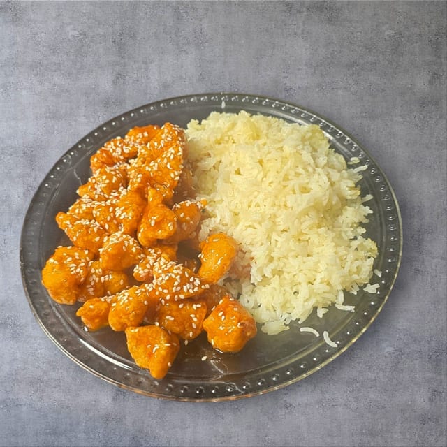 Kid's Sesame Chicken w/rice.
